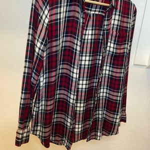 Banana Republic Red Plaided Shirt | Size X-Small